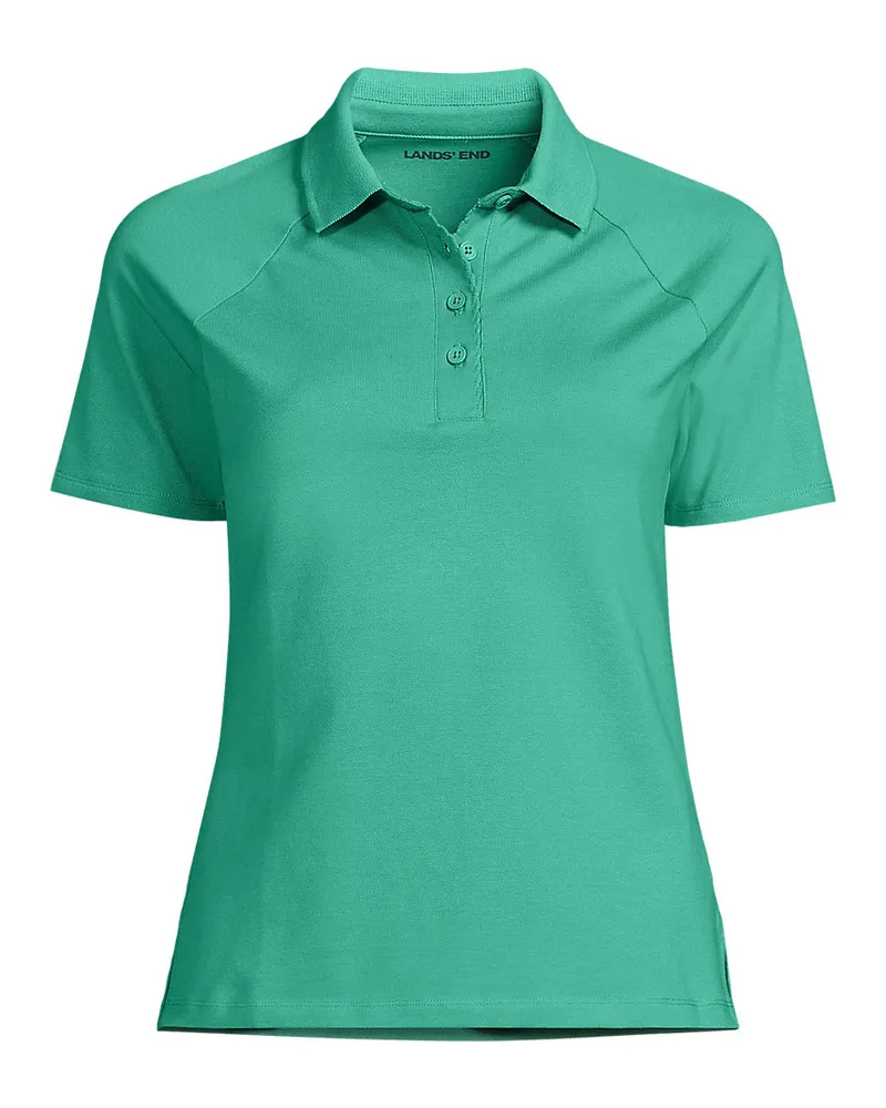 Lands' End PiquÃ©-Poloshirt SLIM FIT mit kurzen Ã„rmeln, Damen, GrÃ¶ÃŸe plus, GrÃ¼n, Baumwolle/Baumwoll-Mischung, by Grã¼n