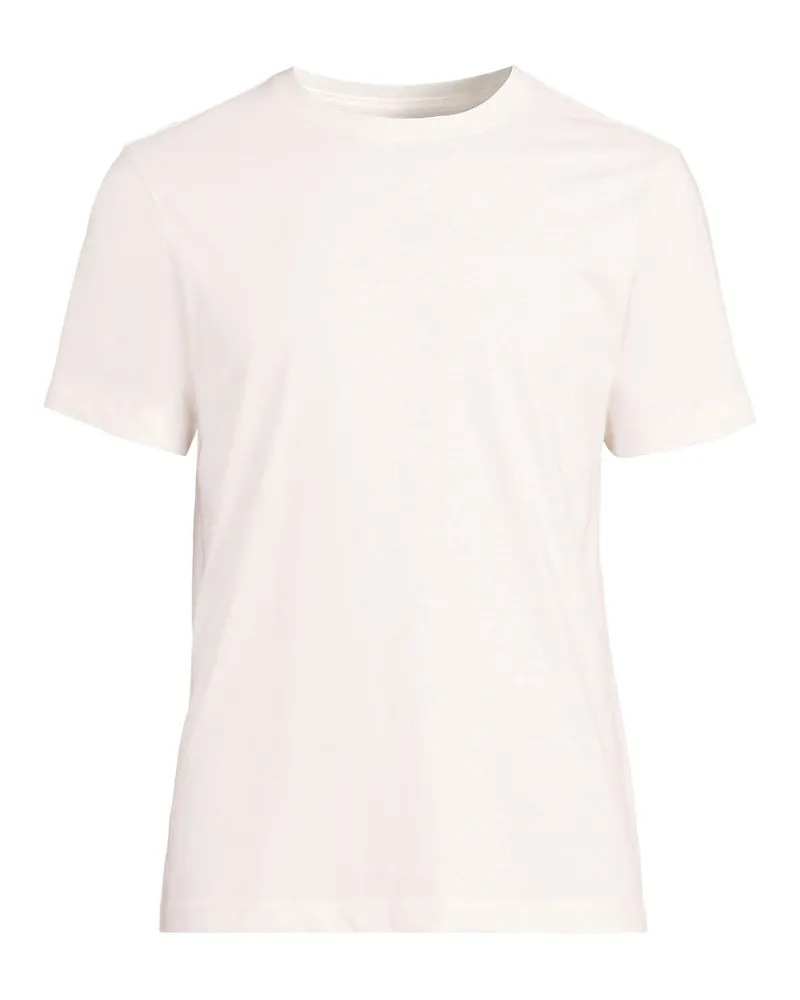 Lands' End Supima Kurzarm-Shirt mit Rundhalsausschnitt, Herren, Größe regular, Weiß, Baumwolle, by Weiß