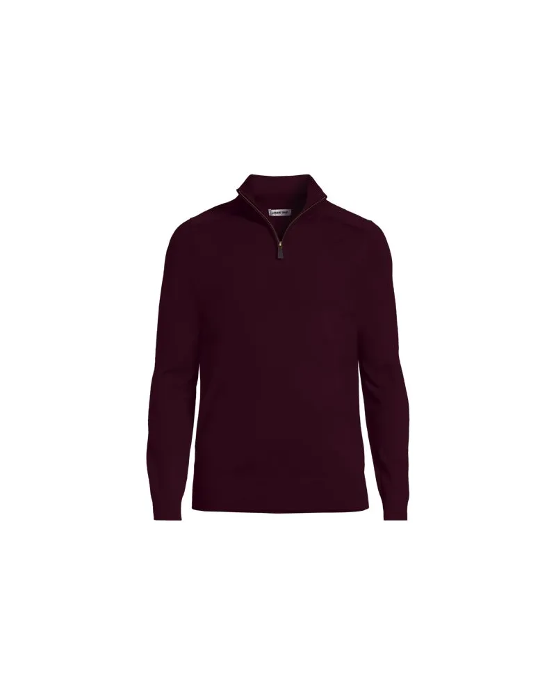 Lands' End Merino-Pullover mit Reißverschluss, Herren, Größe regular, Rot, Wolle, by Rot