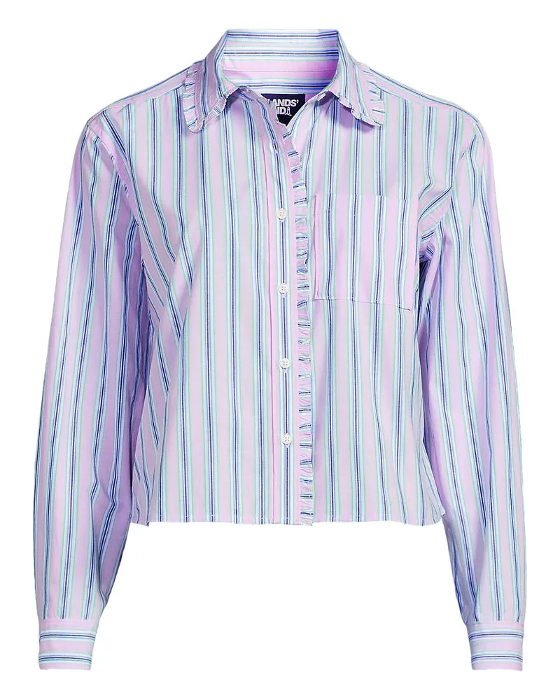 Lands' End Verkürztes Hemd mit Rüschen, Damen, Größe plus, Lila, Baumwolle, by Lila