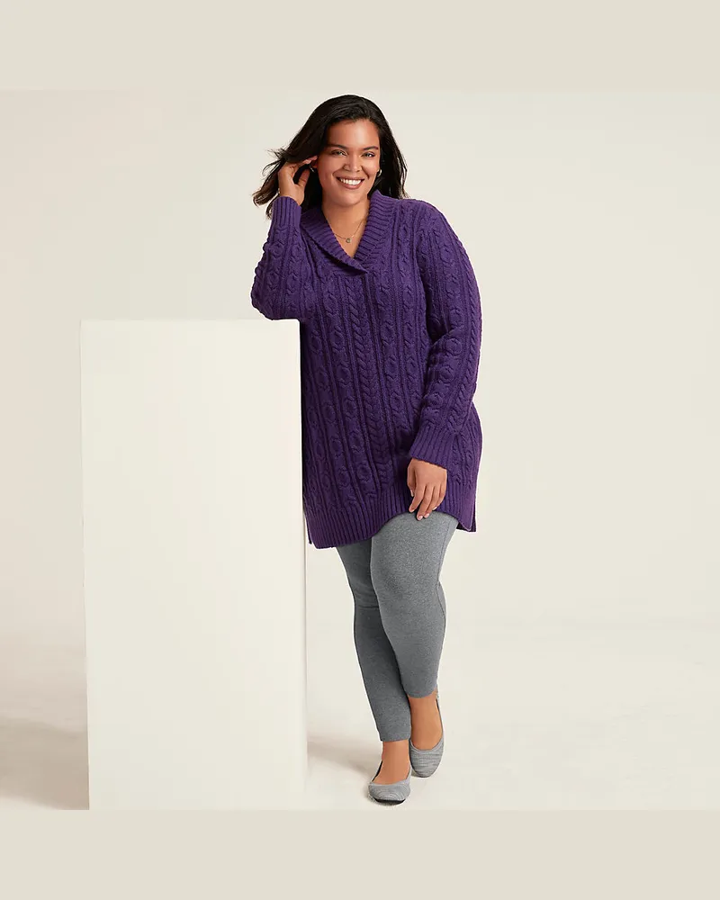 Lands' End Starfish Leggings Mid Waist, Damen, Größe plus, Grau, Elasthan/Baumwoll-Mischung, by Grau
