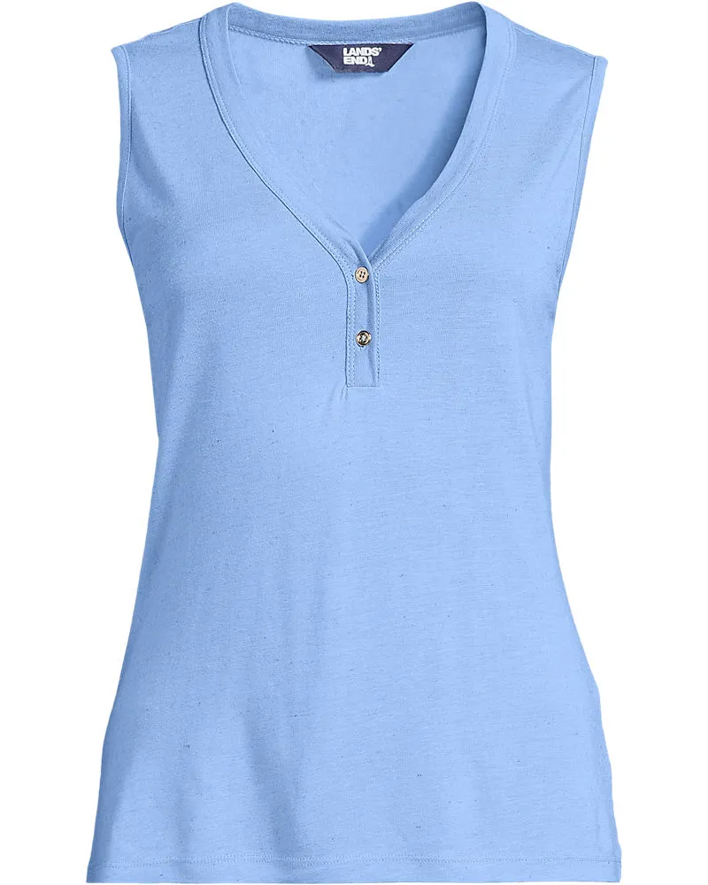 Lands' End Top aus Leinenmix, Damen, Größe plus, Blau, Baumwolle/Leinen/Baumwoll-Mischung, by Blau