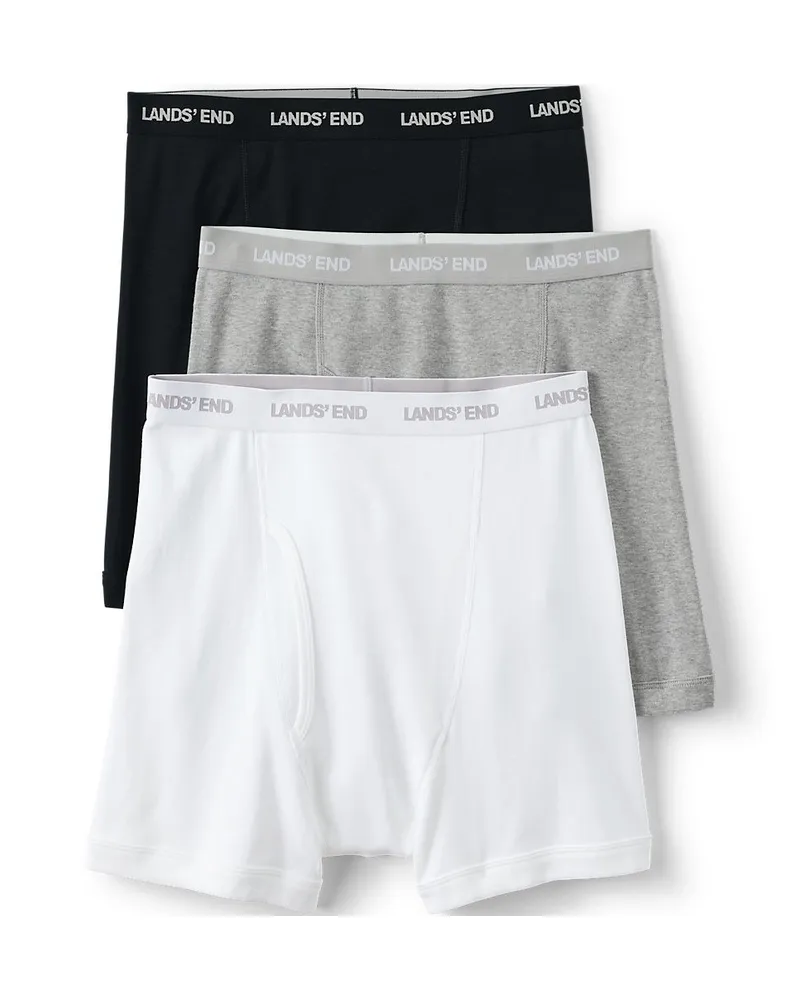 Lands' End Baumwoll-Boxershorts (3er-Set), Herren, Größe regular, Weiß, Baumwolle, by Weiß
