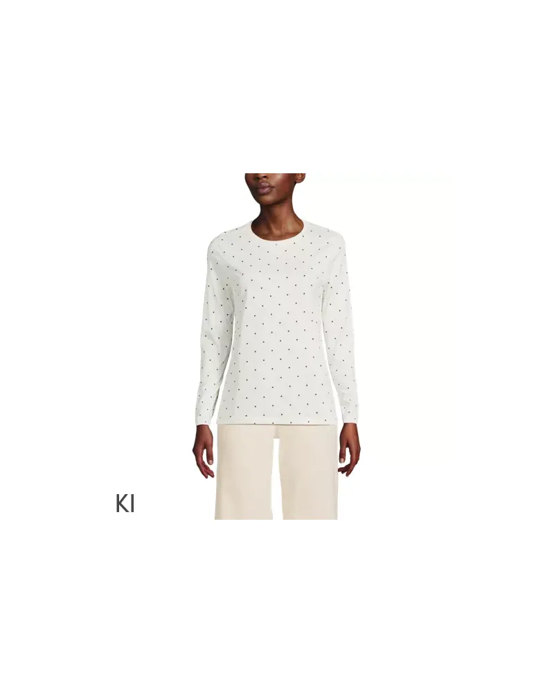 Lands' End Supima-Shirt, Langarm, Damen, Größe regular, Weiß, Baumwolle, by Weiß