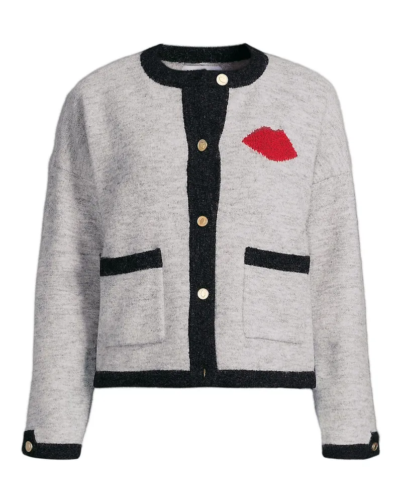 Lands' End Lulu Guinness Strickblazer, Damen, Größe regular, Grau, Polyester/Nylon/Polyester-Mischung, by Lands' End Grau