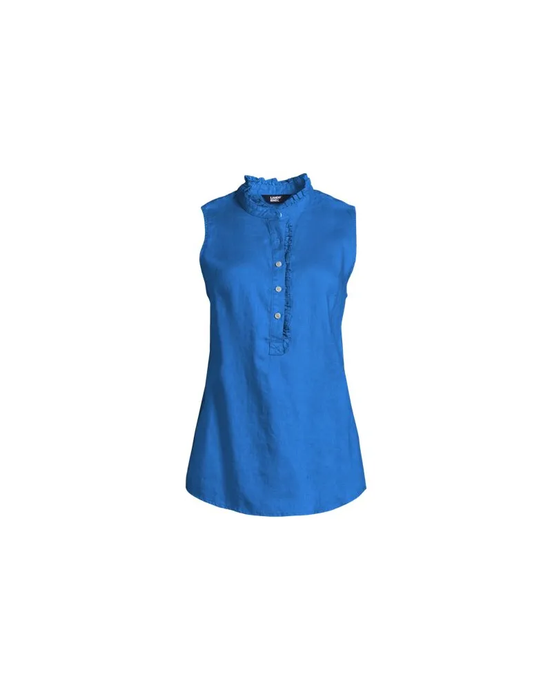 Lands' End Ärmelloses Top aus Leinen, Damen, Größe:44-46 regular, Blau, Leinen, by Blau