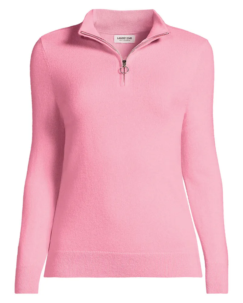 Lands' End Kaschmir-Pullover mit Reißverschluss, Damen, Größe regular, Pink, Kaschmir, by Pink