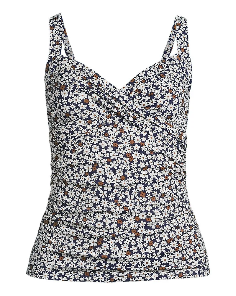 Lands' End Tankinitop CHLORRESISTENT mit V-Ausschnitt Gemustert, Damen, Größe plus, Blau, Nylon-Mischung, by Blau