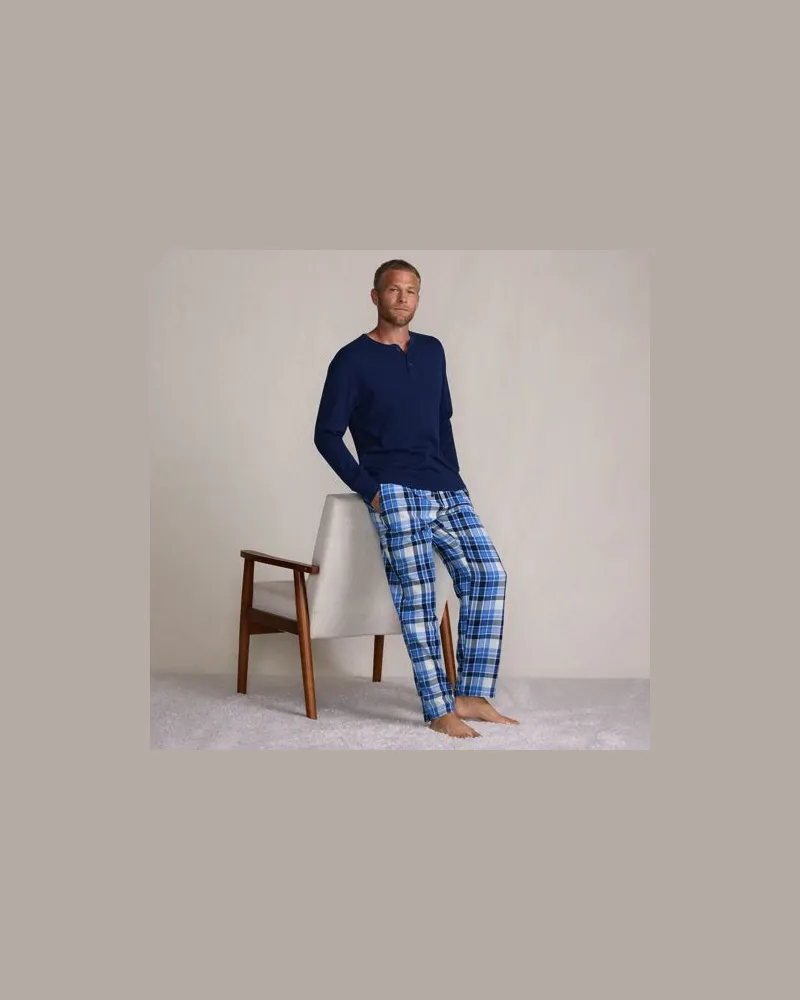 Lands' End Flanell-Pyjamahose, Herren, Größe:52-54 regular, Blau, Baumwolle, by Blau