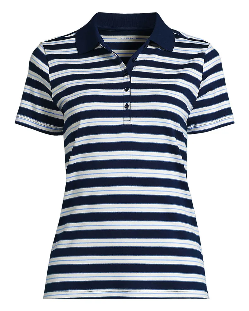Lands' End Supima-Poloshirt, Damen, Größe petite, Blau, Baumwolle, by Blau