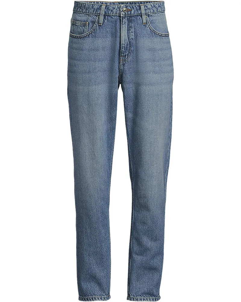Lands' End Soft Comfort Straight Fit Jeans im Leinenmix, Herren, Größe regular, Blau, Baumwolle/Leinen/Baumwoll-Mischung, by Blau