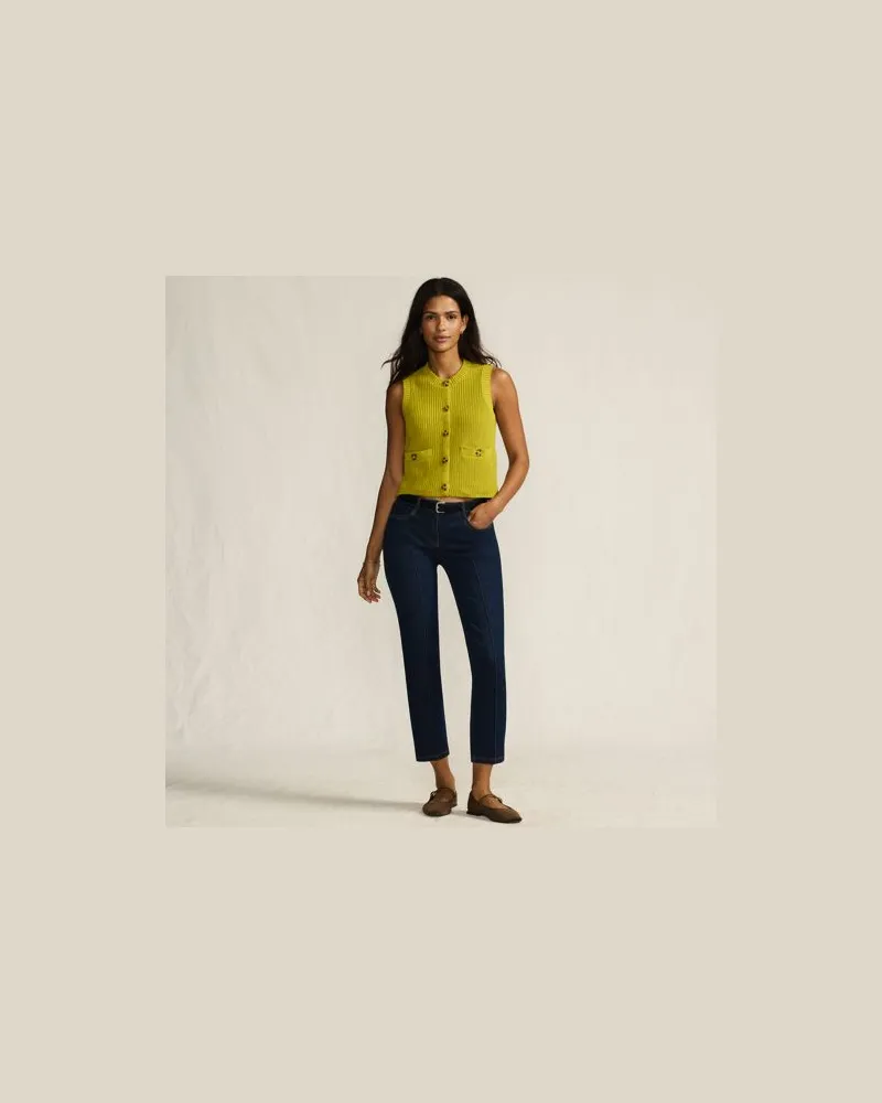 Lands' End Slim Fit Jeans mit Biesennaht, Damen, Größe petite, Blau, Baumwolle/Baumwoll-Mischung, by Blau