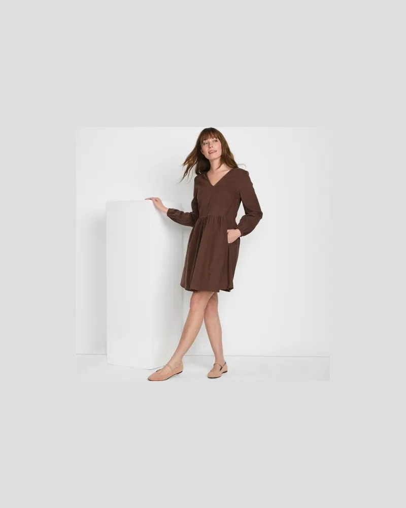 Lands' End Ausgestelltes Feincordkleid, Damen, Größe regular, Braun, Baumwolle, by Braun