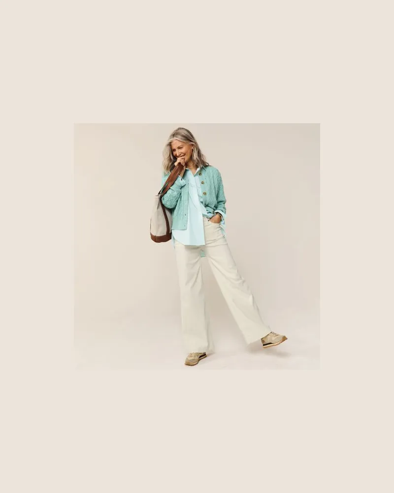 Lands' End High Waist Jeans mit weitem Bein, Damen, Größe petite, Weiß, Baumwoll-Mischung/Polyester-Mischung, by Weiß