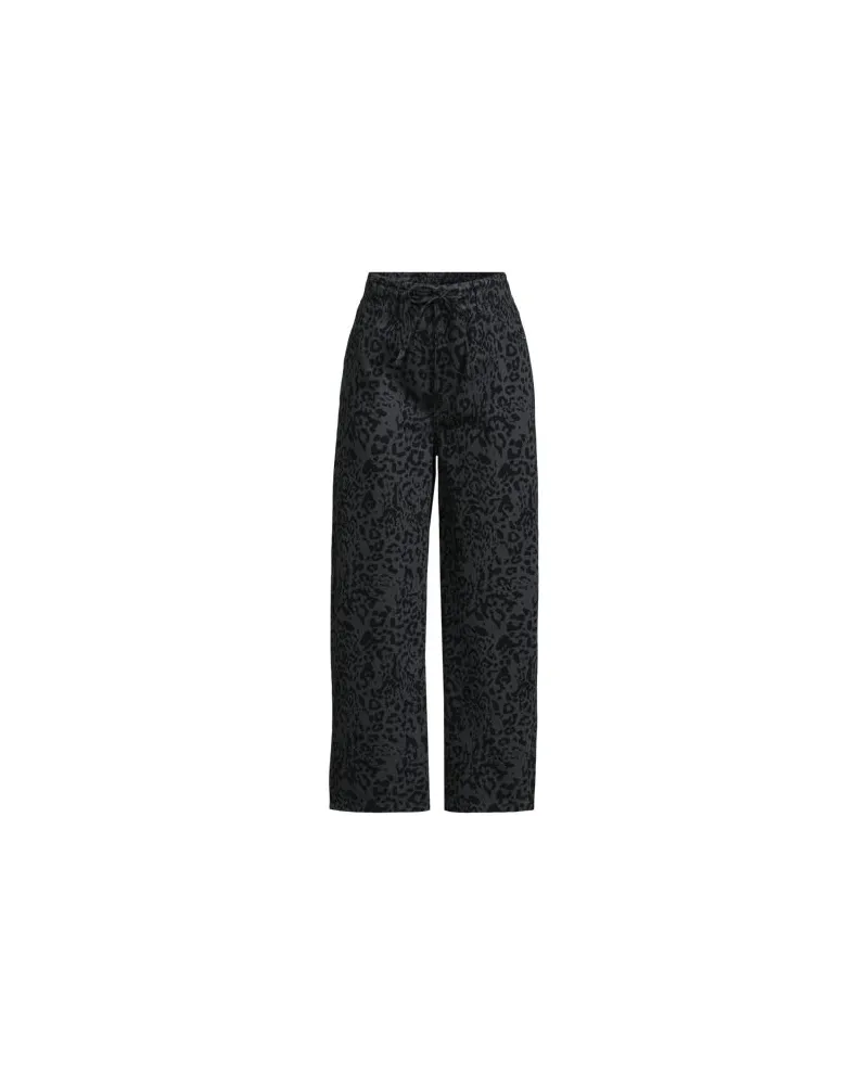 Lands' End Gemusterte 7 Jeans mit weitem Bein High Waist, Damen, Größe petite, Schwarz, by Schwarz