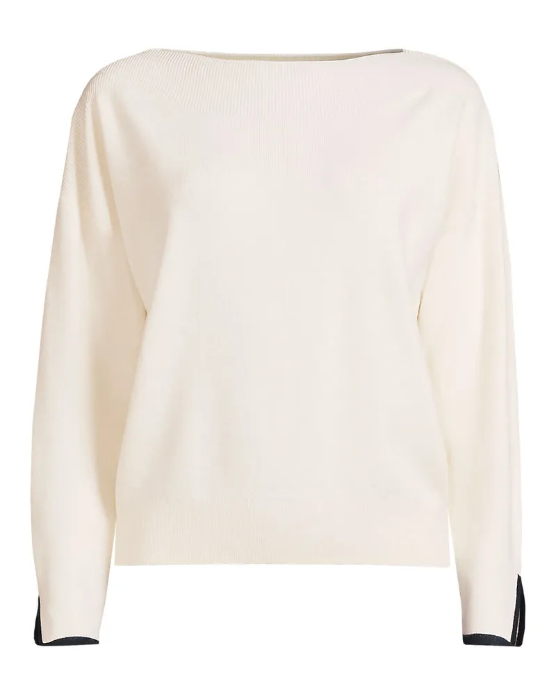 Lands' End Feinstrick-Pullover mit U-Boot-Ausschnitt, Damen, GrÃ¶ÃŸe regular, WeiÃŸ, Polyester/Viskose/Polyester-Mischung, by Weiãÿ