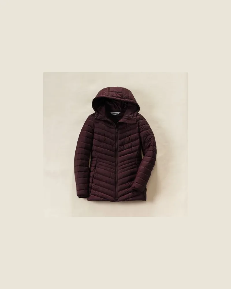 Lands' End Daunenjacke WANDERWEIGHT Verstaubar Ultraleicht mit Kapuze, Damen, Größe regular, Rot, Nylon/Daunen, by Rot