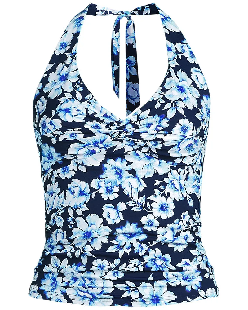 Lands' End Neckholder-Tankinitop, Damen, Größe regular, Blau, Nylon-Mischung, by Blau