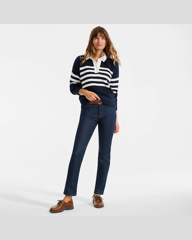 Lands' End Straight Fit Recover Jeans Mid Waist, Damen, Größe regular, Blau, Elasthan/Baumwoll-Mischung/Polyester-Mischung, by Blau