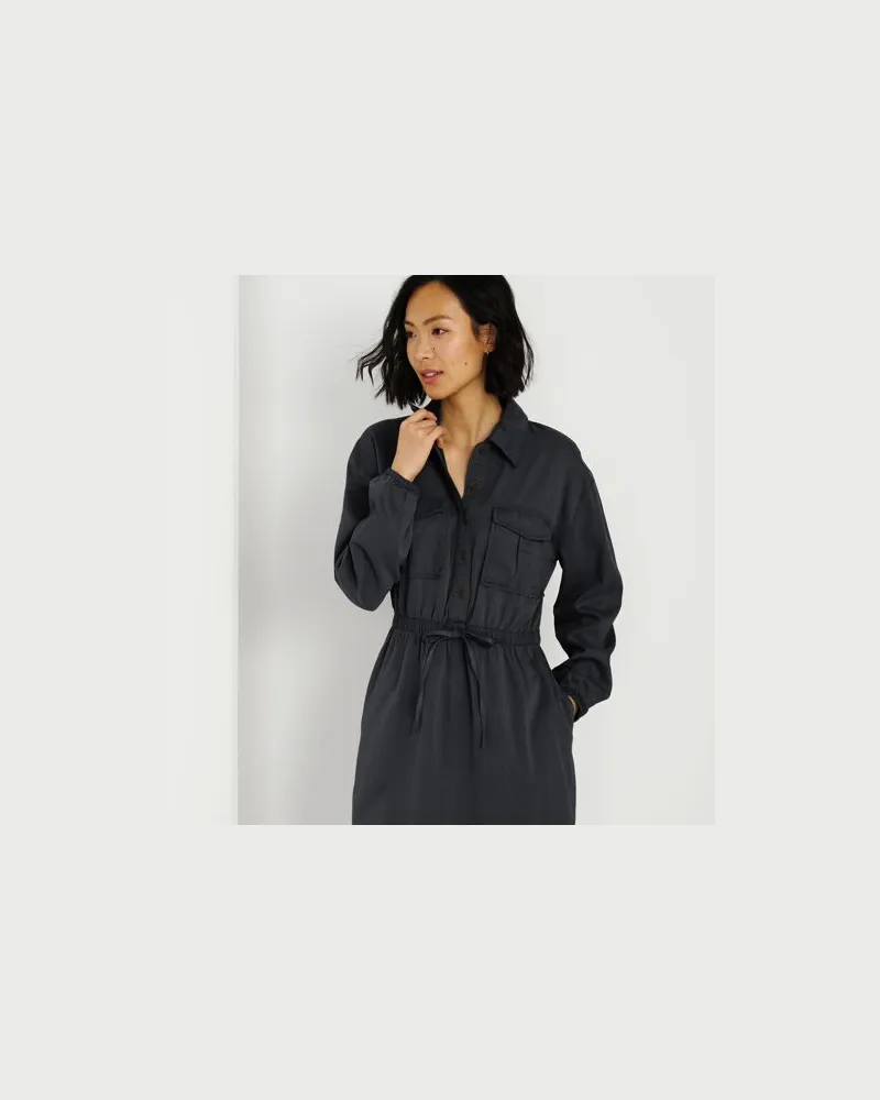 Lands' End Utility-Kleid, Damen, Größe regular, Schwarz, Baumwolle/Lyocell (Viskose), by Schwarz