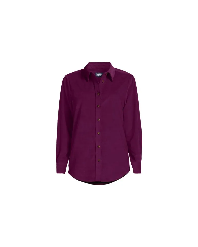 Lands' End Feincord-Hemdbluse, Damen, Größe plus, Lila, Baumwolle, by Lila