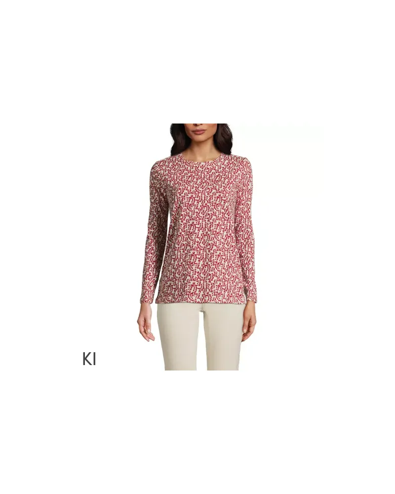 Lands' End Supima-Shirt, Langarm, Damen, Größe regular, Orange, Baumwolle, by Orange