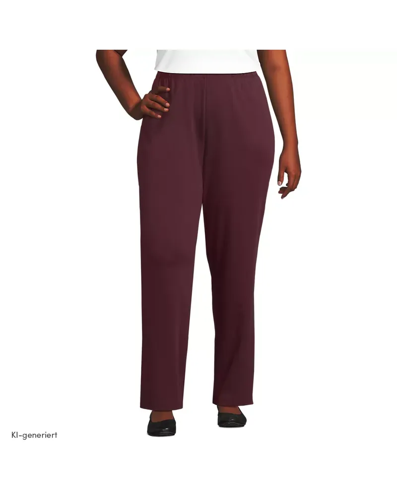 Lands' End Straight Fit Freizeithose SPORT KNIT, Damen, Größe plus, Rot, Baumwolle, by Rot