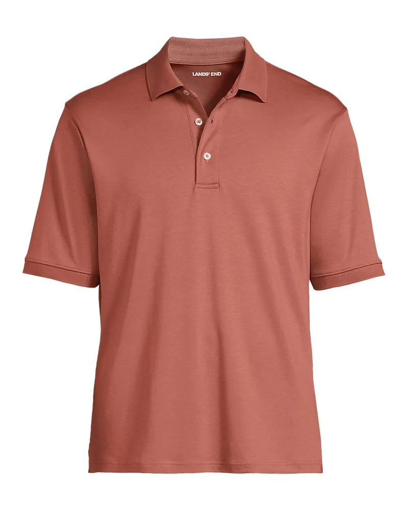Lands' End Supima Kurzarm-Polo, Classic Fit, Herren, Größe regular, Braun, Baumwolle, by Braun