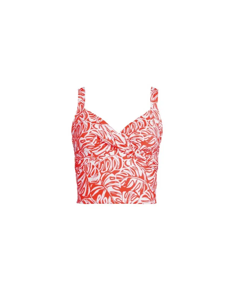 Lands' End Kurzes Tankinitop mit V-Ausschnitt, Damen, Größe regular, Orange, Elasthan/Nylon-Mischung, by Orange