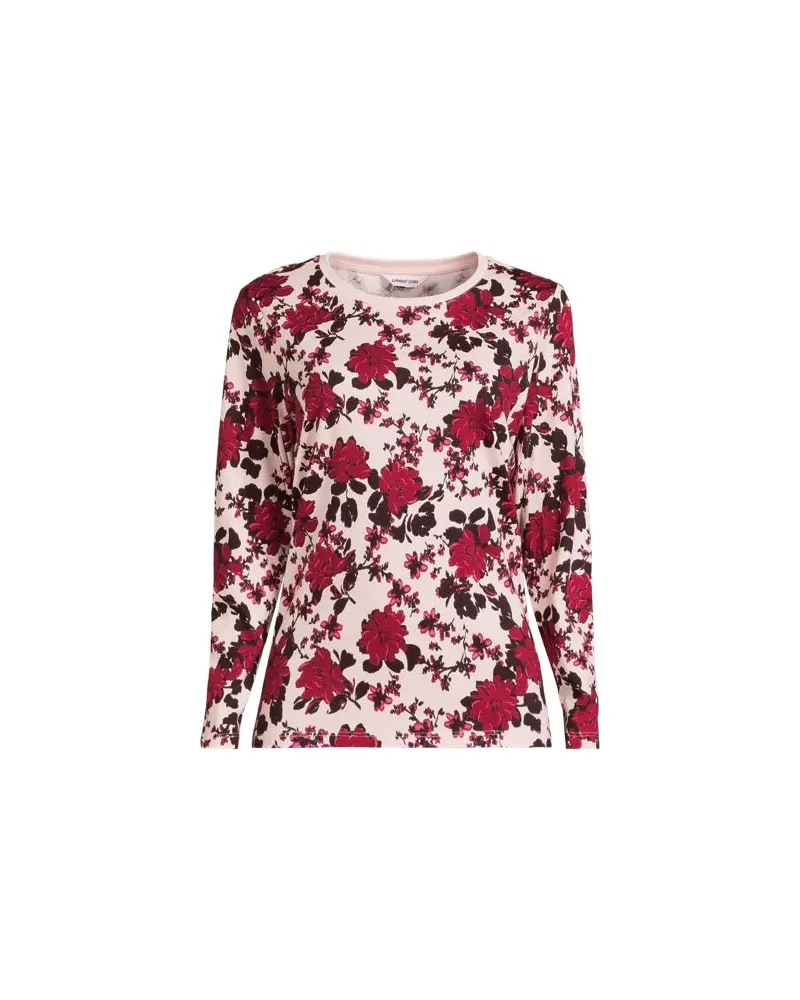 Lands' End Langärmeliges Supima-Shirt mit Rundausschnitt, Damen, Größe:40-42 regular, Pink, by Pink