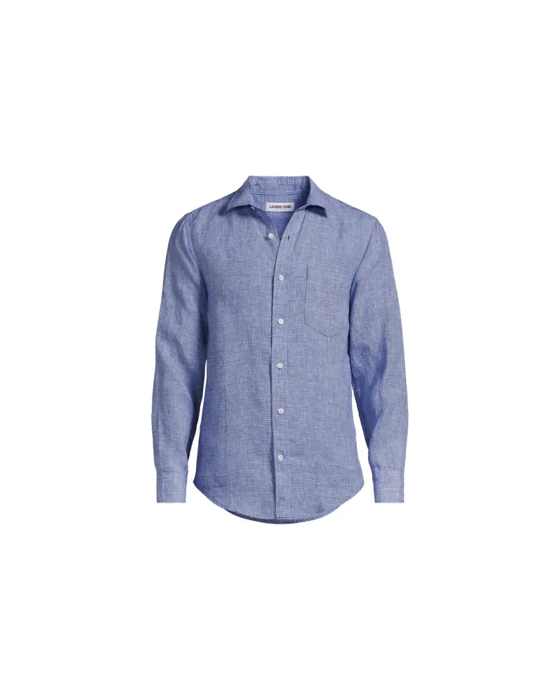 Lands' End Premium Reinleinen-Hemd, Lang-Größe, Herren, Größe:60 tall, Blau, Leinen, by Blau