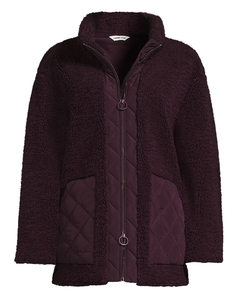 Lands' End Teddyfleecejacke mit Stepptaschen, Damen, Größe petite, Rot, Polyester, by Rot