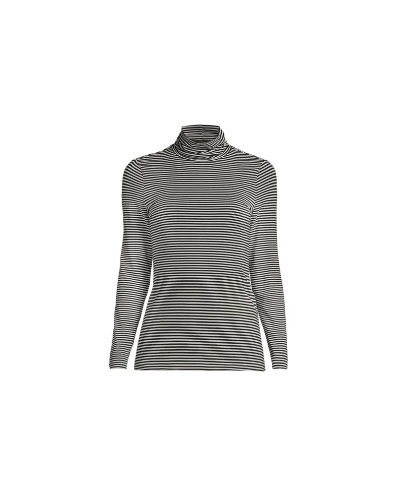 Lands' End Rollkragenshirt aus Baumwoll/Modalmix, Damen, Größe:32-34 petite, Schwarz, Baumwolle/Elasthan/Baumwolle Modal, by Schwarz