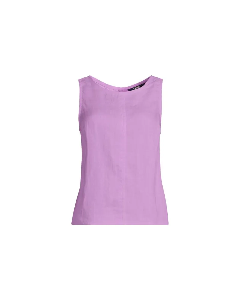 Lands' End Leinentop mit Knopfleiste am Rücken, Damen, Größe regular, Lila, Leinen, by Lila