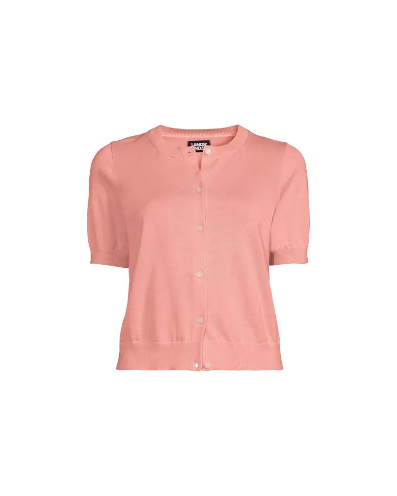 Lands' End Feinstrick-Cardigan mit kurzen Ärmeln, Damen, Größe:32-34 regular, Pink, Baumwolle, by Pink