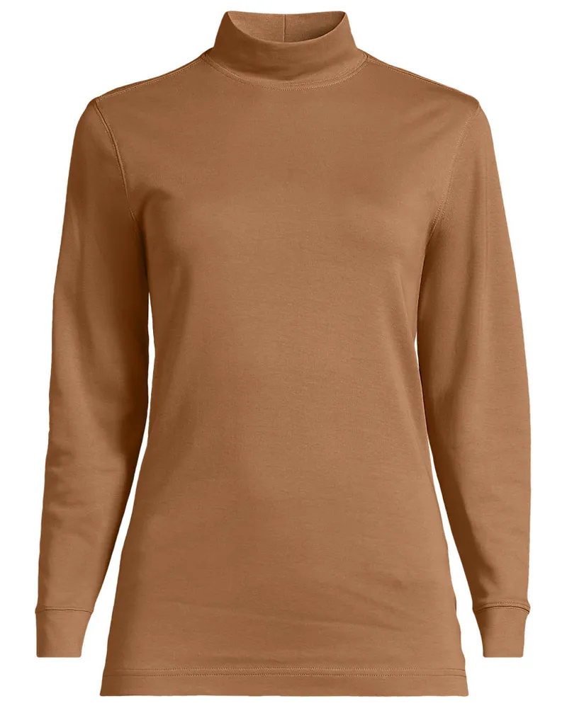 Lands' End Stehkragen-Shirt, Damen, Größe plus, Beige, Baumwolle, by Beige