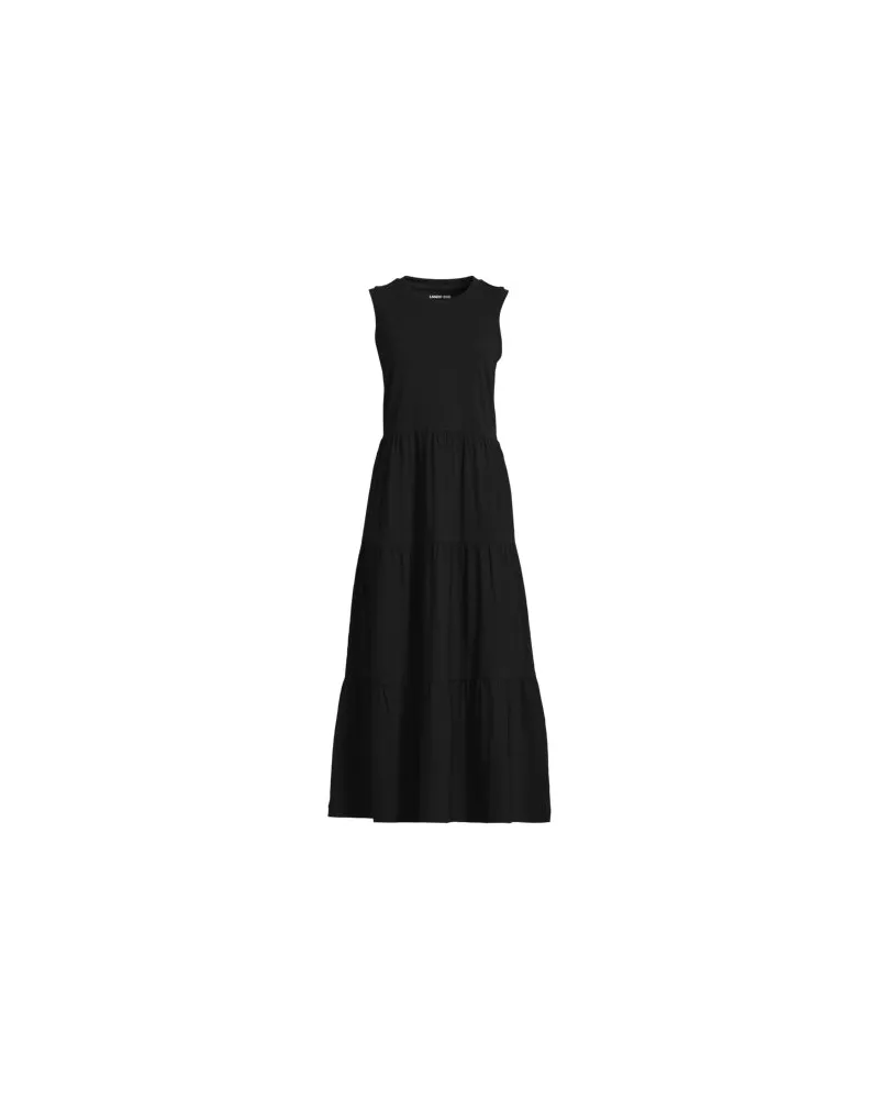 Lands' End Flammgarn-Maxikleid aus reiner Baumwolle, Damen, Größe petite, Schwarz, by Schwarz