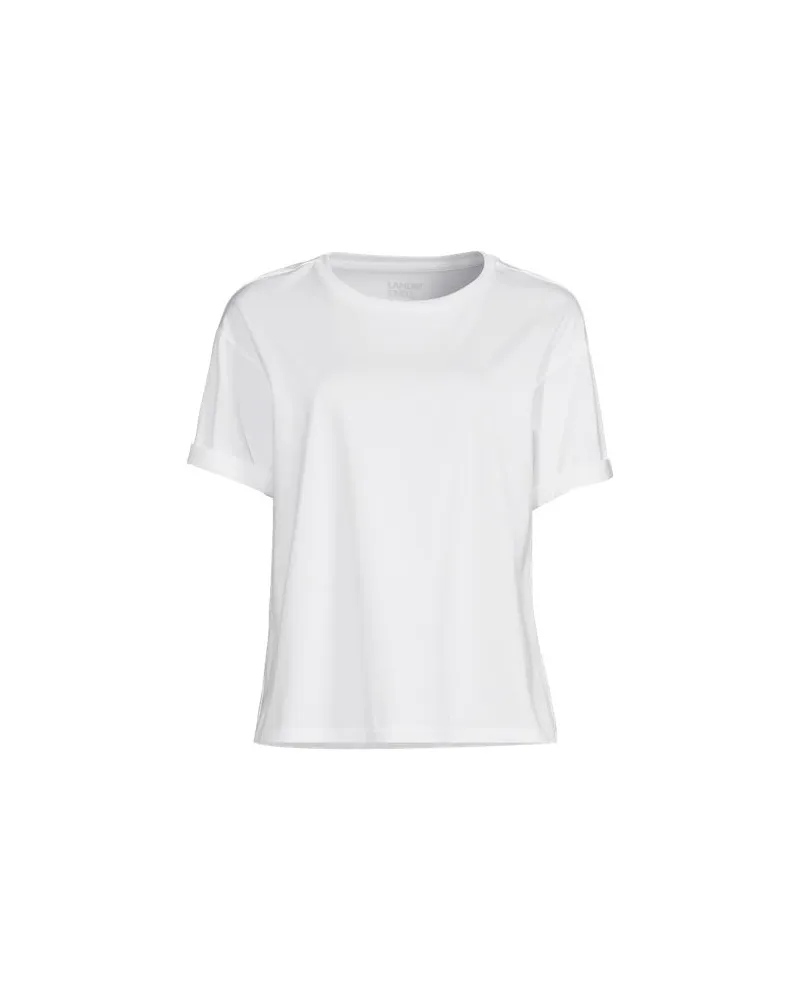Lands' End Supima® Shirt mit kurzen Rollärmeln, Damen, Größe plus, Weiß, Baumwolle, by Weiß