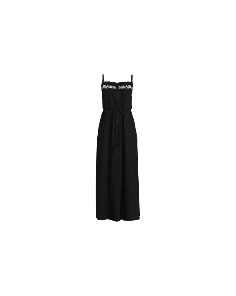 Lands' End Besticktes Baumwollkleid, Damen, Größe regular, Schwarz, Baumwolle, by Schwarz