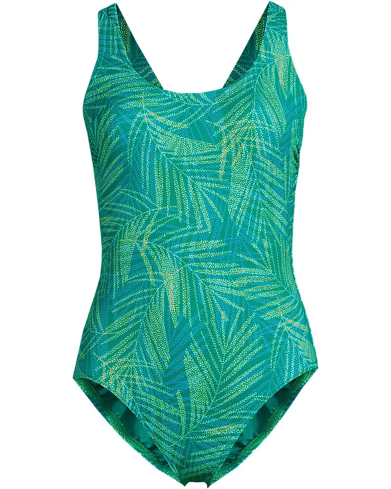 Lands' End Komfort-Badeanzug mit gekreuzten TrÃ¤gern, hohes Bein,, Damen, GrÃ¶ÃŸe plus, GrÃ¼n, Nylon-Mischung, by Grã¼n