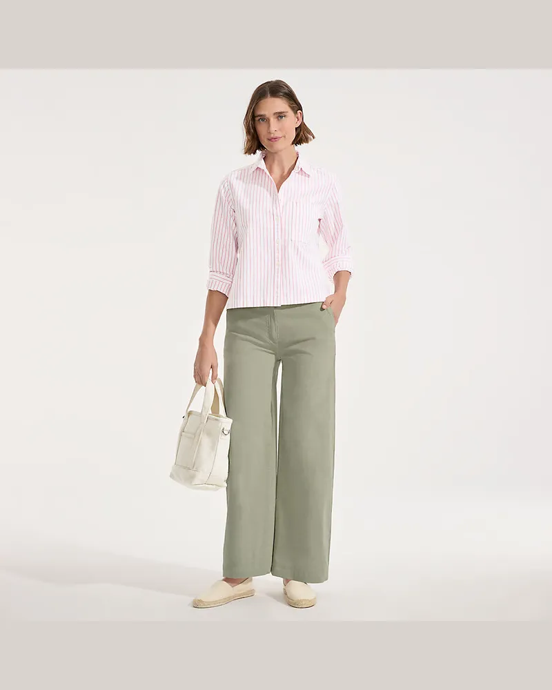 Lands' End Weite Chinos High Waist aus Lyocell-Mix, Damen, Größe regular, Grün, Baumwolle/Baumwoll-Mischung, by Grün