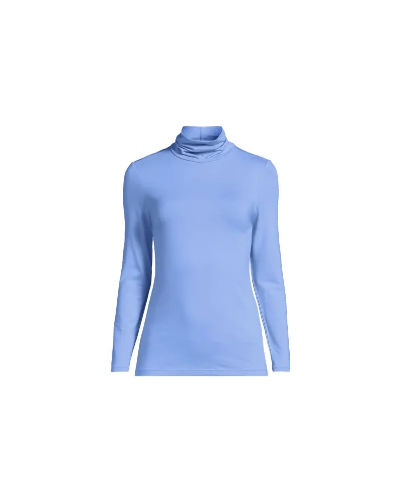 Lands' End Rollkragenshirt aus Baumwoll/Modalmix, Damen, Größe petite, Blau, Baumwolle/Elasthan/Baumwolle Modal, by Blau
