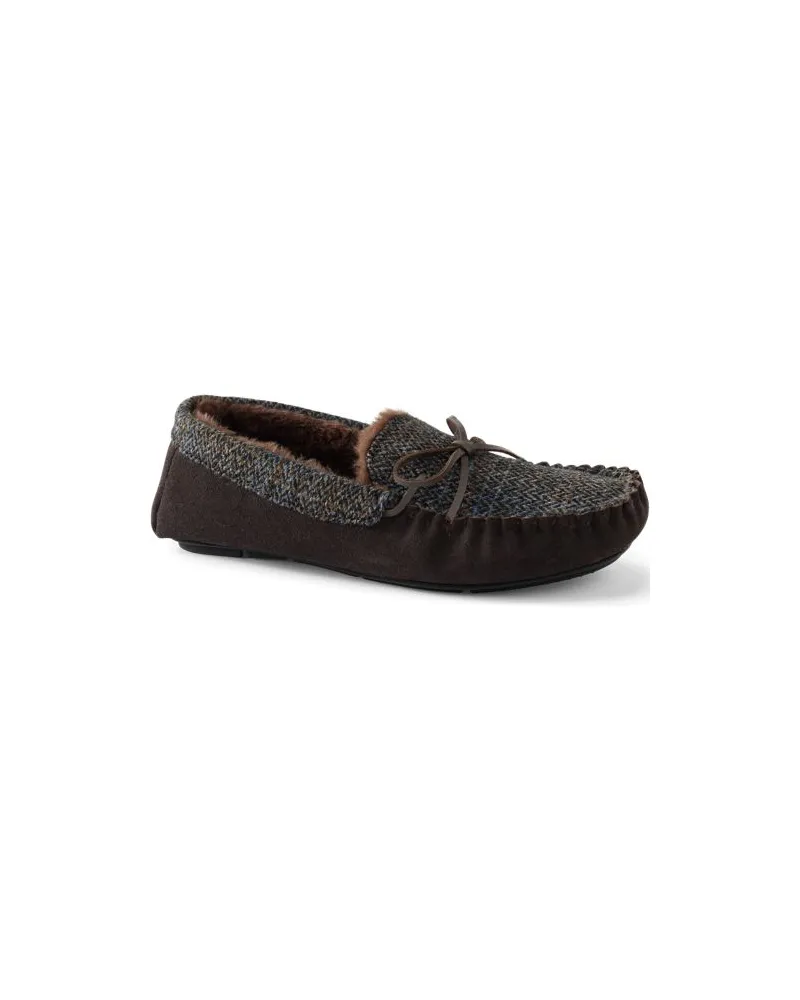 Lands' End Harris Tweed Veloursleder-Mokassins, Damen, Größe regular, Braun, by Braun