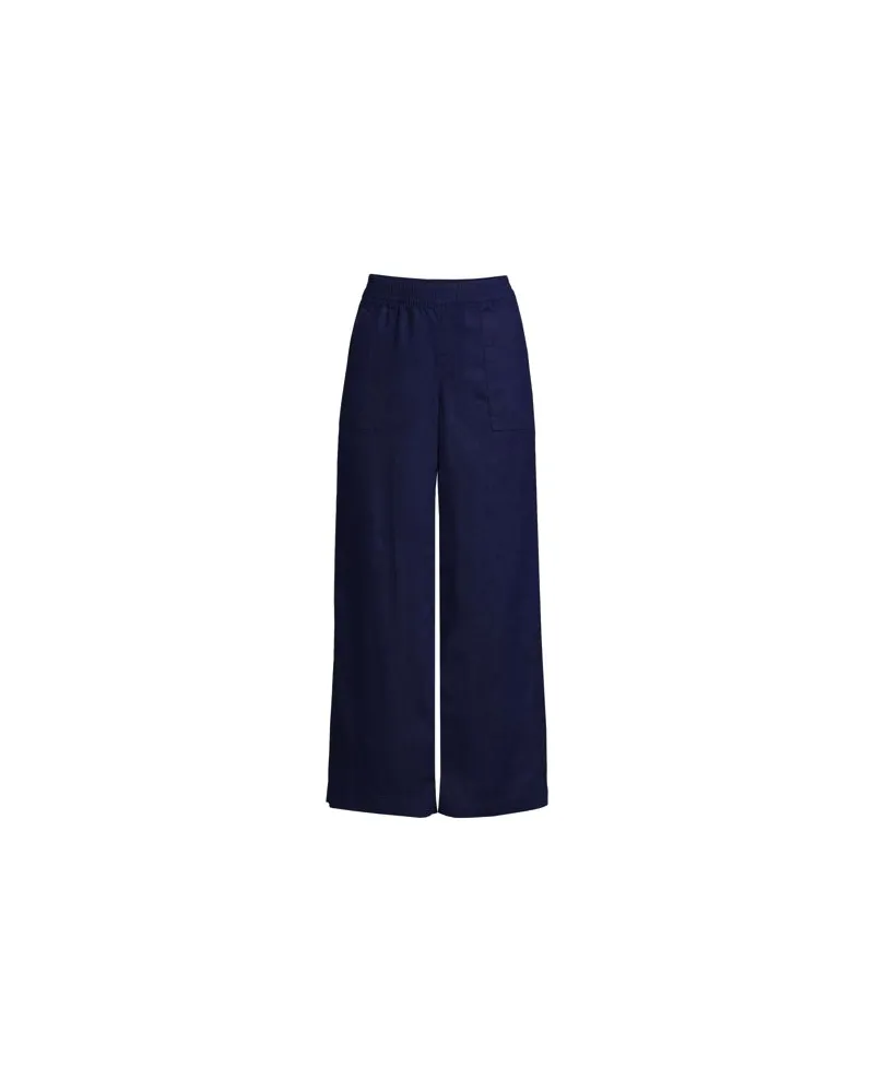 Lands' End 7/8-Leinenhose mit Dehnbund, Damen, Größe petite, Blau, Leinen, by Blau