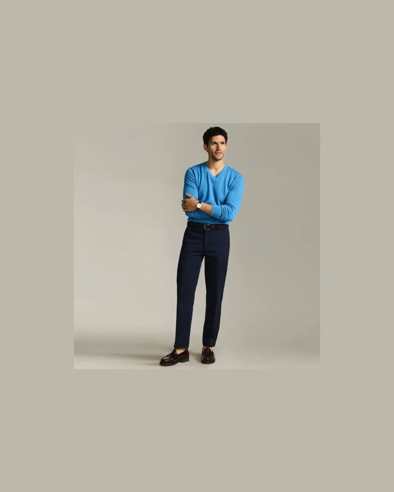 Lands' End Bügelleichte Chinos mit Komfortbund, Herren, Größe regular, Blau, Baumwolle, by Blau