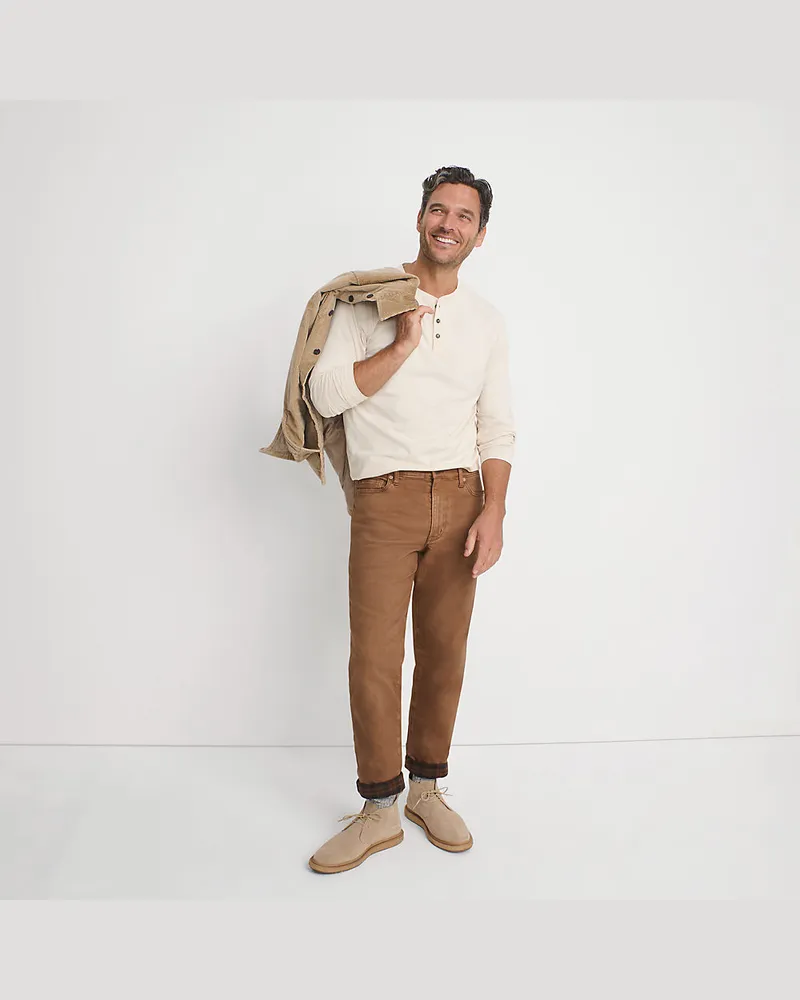 Lands' End Stretch-Jeans mit Flanellfutter im Classic Fit, Herren, Größe regular, Beige, Baumwoll-Mischung, by Beige