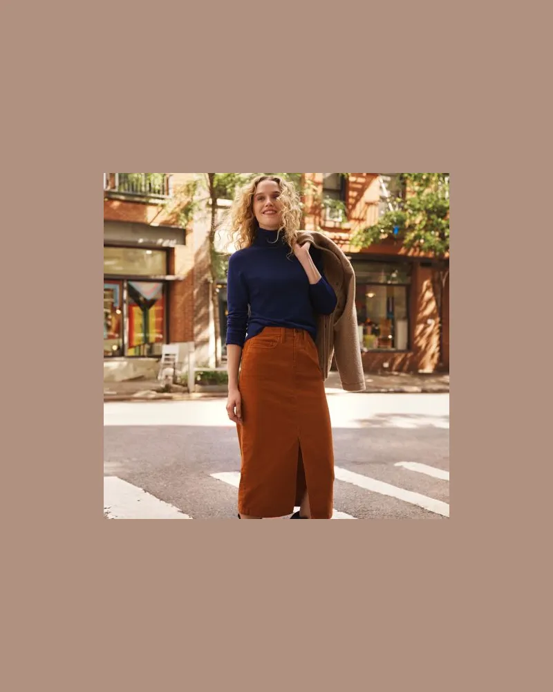 Lands' End Feincord-Midirock, Damen, Größe:34 petite, Orange, Baumwoll-Mischung, by Orange