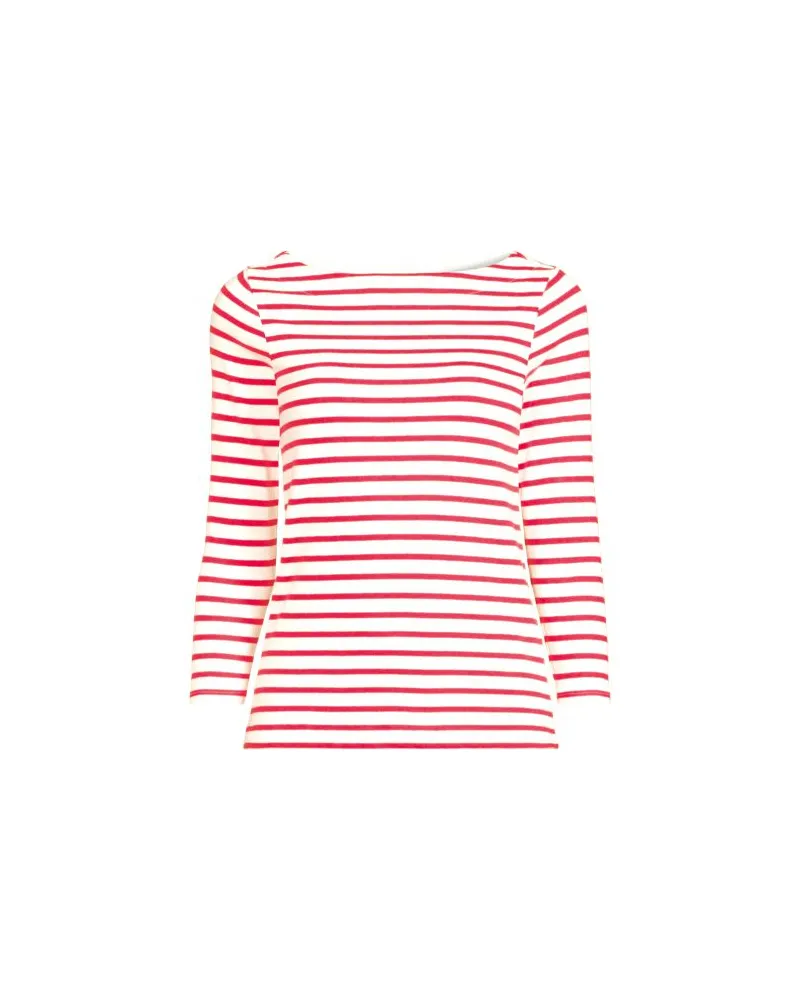 Lands' End Gestreiftes Baumwollshirt mit 3/4-Ärmeln, Damen, Größe plus, Weiß, Baumwolle, by Weiß