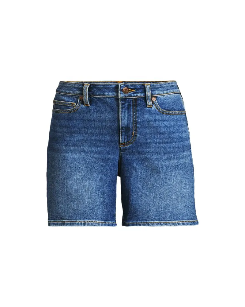 Lands' End Recover Jeansshorts, Damen, Größe plus, Blau, Elasthan/Baumwoll-Mischung/Polyester-Mischung, by Blau