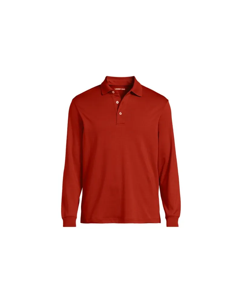 Lands' End Supima Langarm-Polo, Classic Fit, Herren, Größe:56-58 tall, Braun, Baumwolle, by Braun